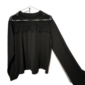 SHEIN Black Lace Accent Blouse